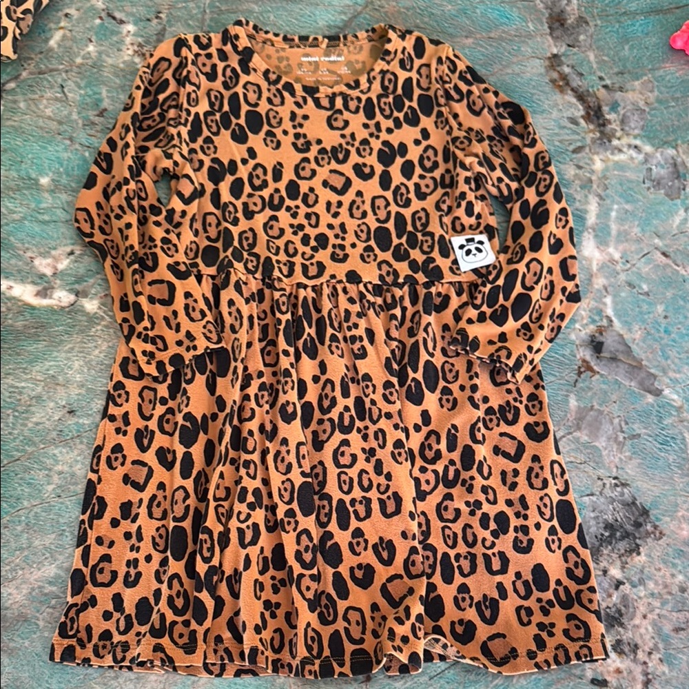 Mini Rodini Brown and Black Leopard Dress